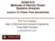 Lecture Methods of Electric power systems analysis - Lesson 13: Power flow sensitivities